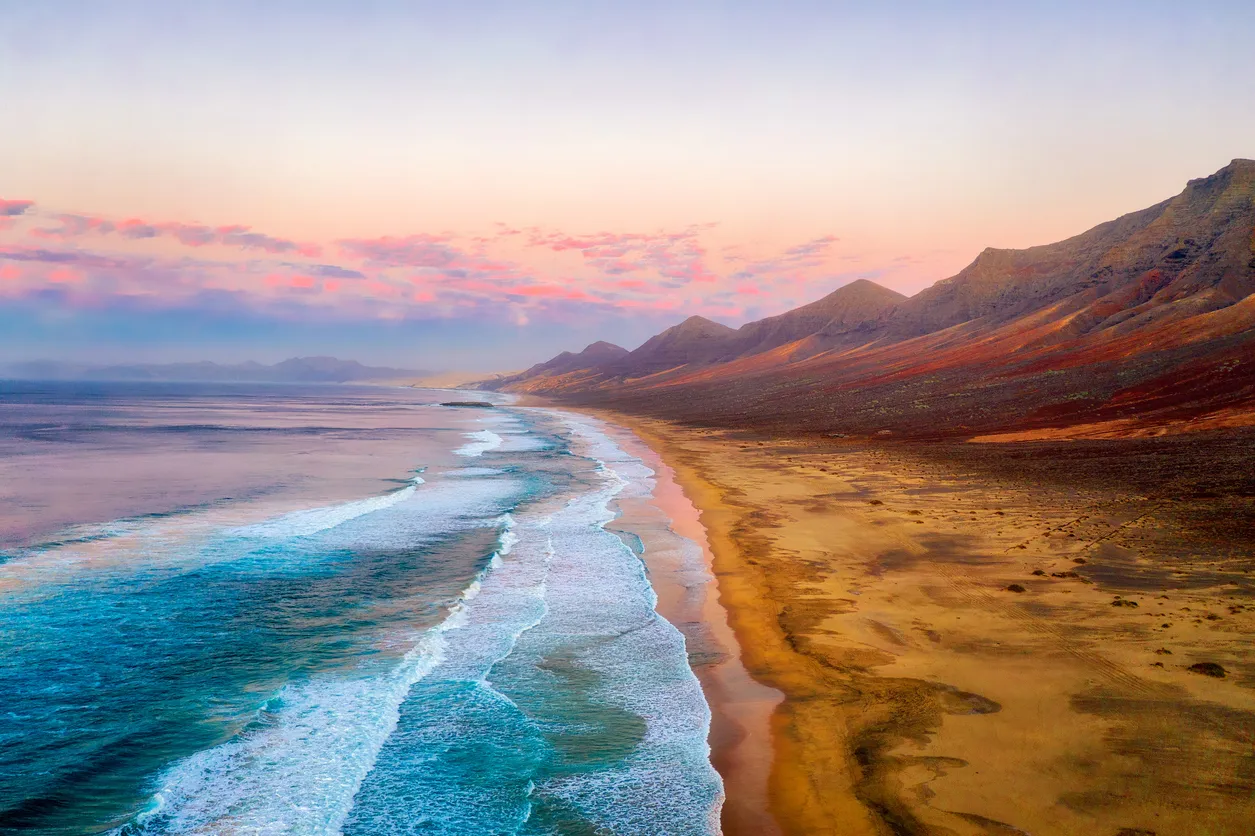Cofete Beach on the Southern Tip of Fuerteventura during Sunset, post processed in HDR