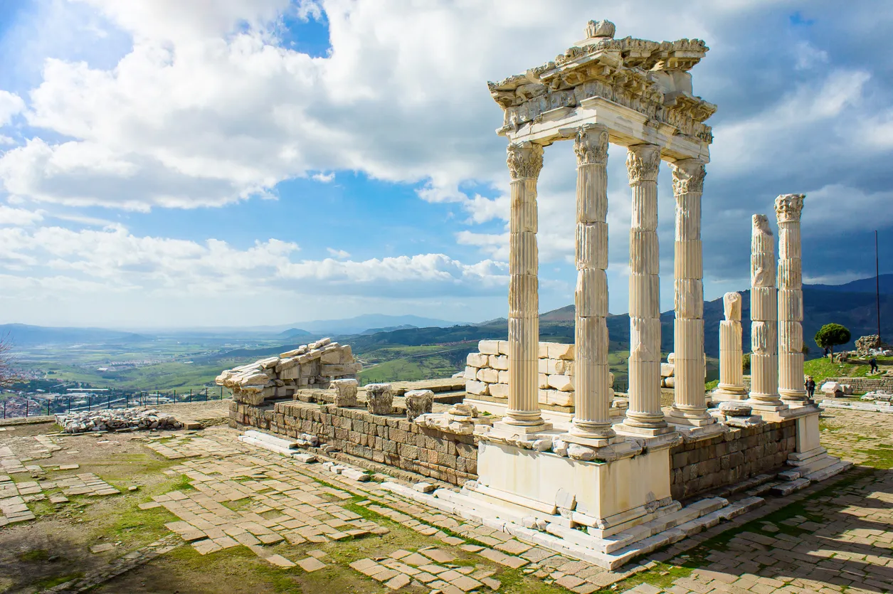 Temple of Trajan in the ancient city of Pergamon, Bergama, Turkey