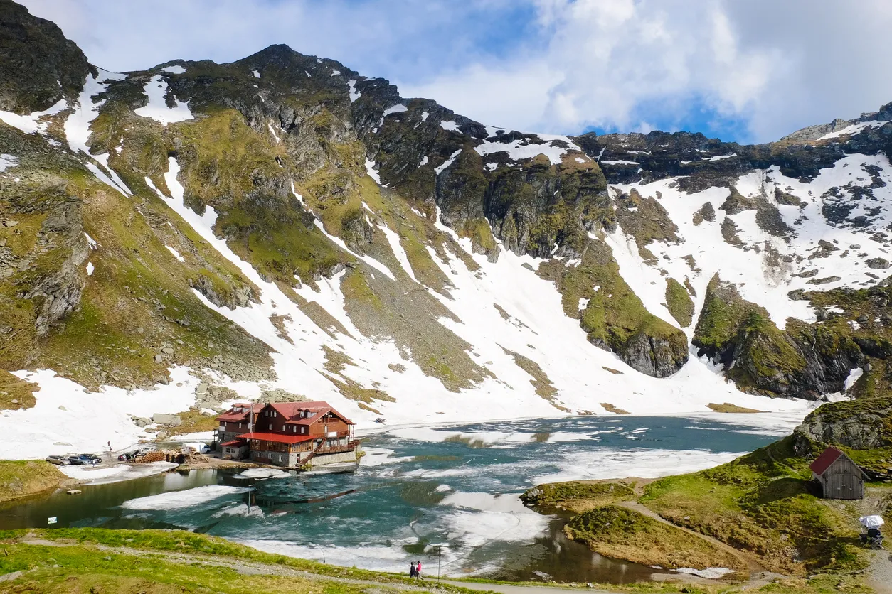 Balea Lake Transfagarasan Romania. Important tourist attraction.Balea Lake Transfagarasan Romania. Important tourist attraction.