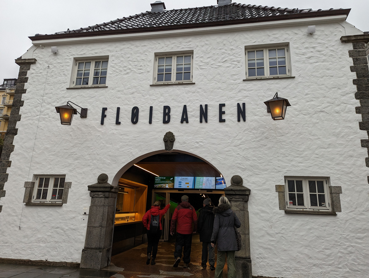The funicular station at the bottom of the funicular, in Bergen