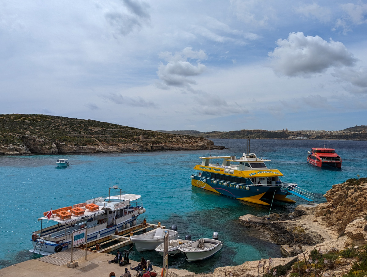 Blue sea around Comino in Malta in the winter season.