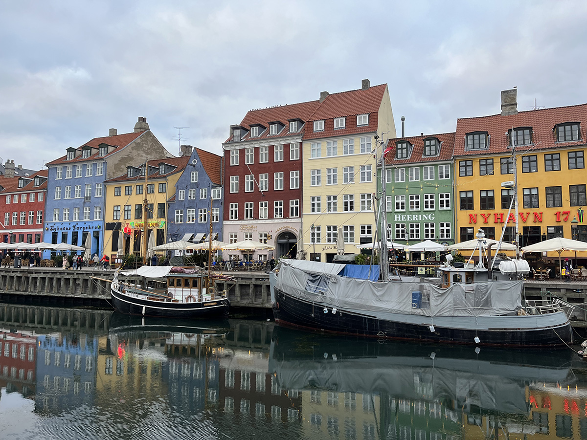 Terraced coloured buildings in Copenhagen, Denmark